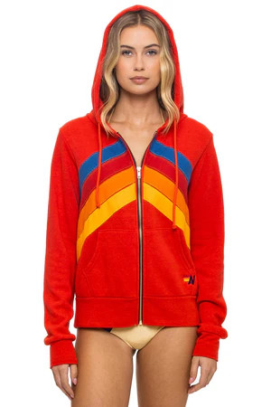 MOUNTAIN STITCH CHEVRON 4 ZIP HOODIE - RED | Aviator Nation