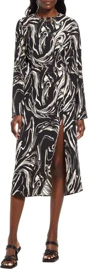 Marbled Long Sleeve Midi Dress | Nordstrom