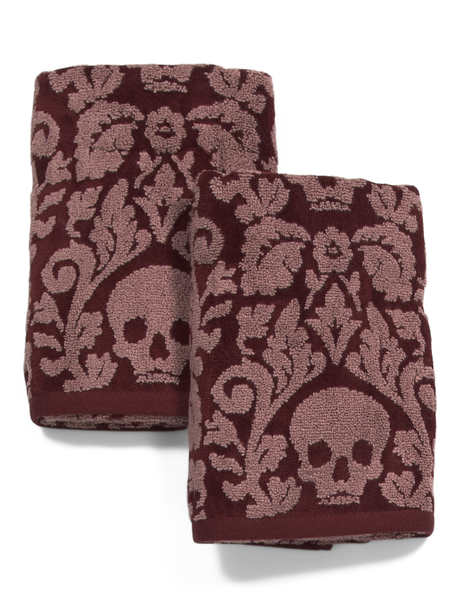 Set Of 2 Skull Damask Hand Towels | TJ Maxx