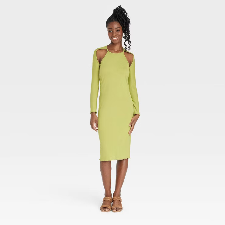 Black History Month Women's Long Sleeve Cut Out Bodycon Dress - Green | Target