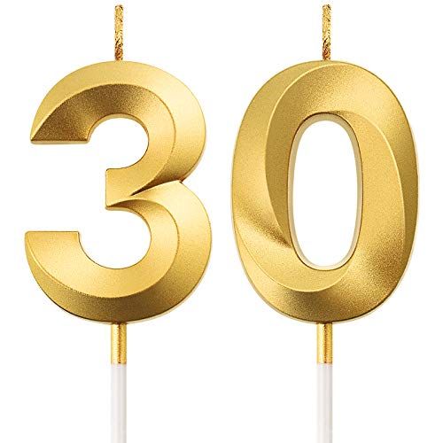 Bailym 30th Birthday Candles,Gold Number 30 Cake Topper for Birthday Decorations Party Decoration | Amazon (US)