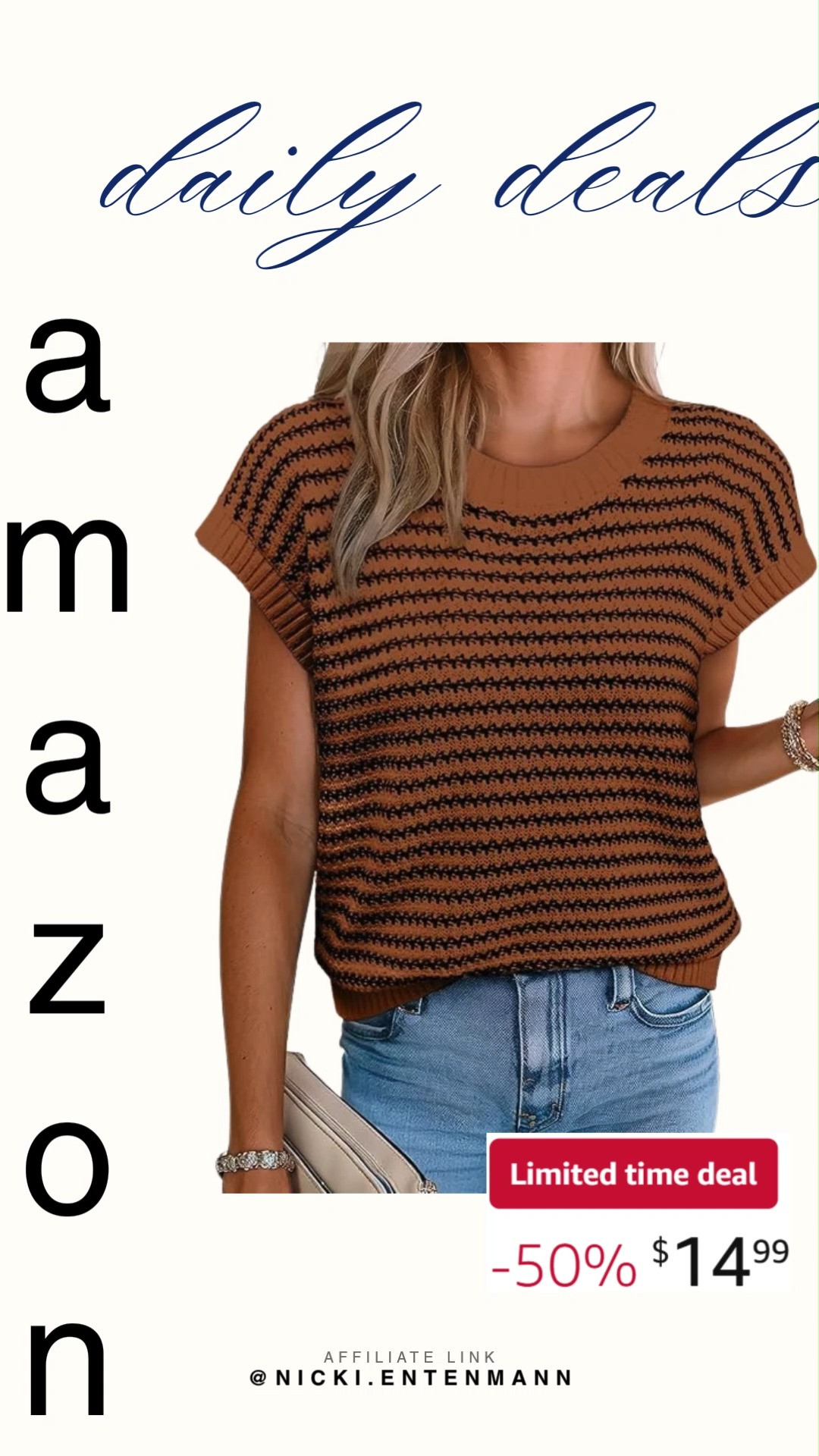 Layer charm with EVALESS Women’s Striped Cap Sleeve Sweater Vest featuring round neck and tank top comfort. Perfect for casual days, it blends style, softness, and confidence seamlessly. #evaless #sweatervest #stripedtop #capSleeve #fashionfinds #styleessentials #ootdfashion #amazonfinds #shoppingdeal #modernliving 👕✨🌸 

 #LTKdayinmylife #LTKootd #LTKSaleAlert
