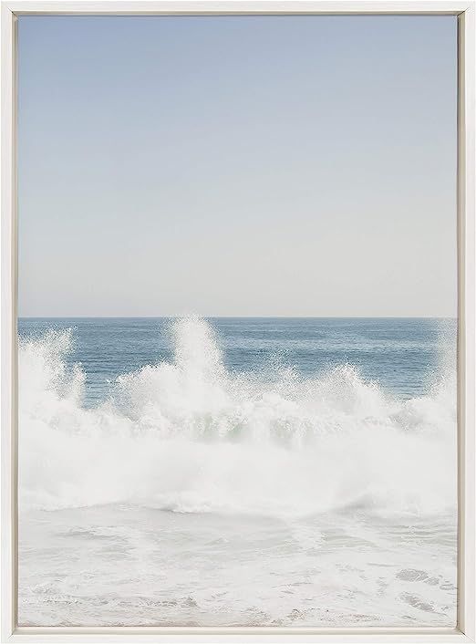 Kate and Laurel Sylvie Waves Crashing Framed Canvas Wall Art by Caroline Mint, 23x33 White, Chic ... | Amazon (US)