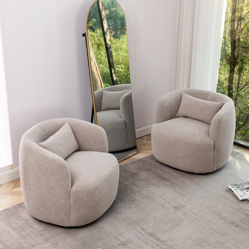 Bruschi 34" Wide Polyester Upholstered Swivel Armchair | Wayfair North America