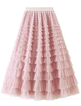 Flygo Women's Long Maxi Tulle Skirts A Line Ruffle High Waisted Tiered Layered Mesh Tutu Skirt Pe... | Amazon (US)