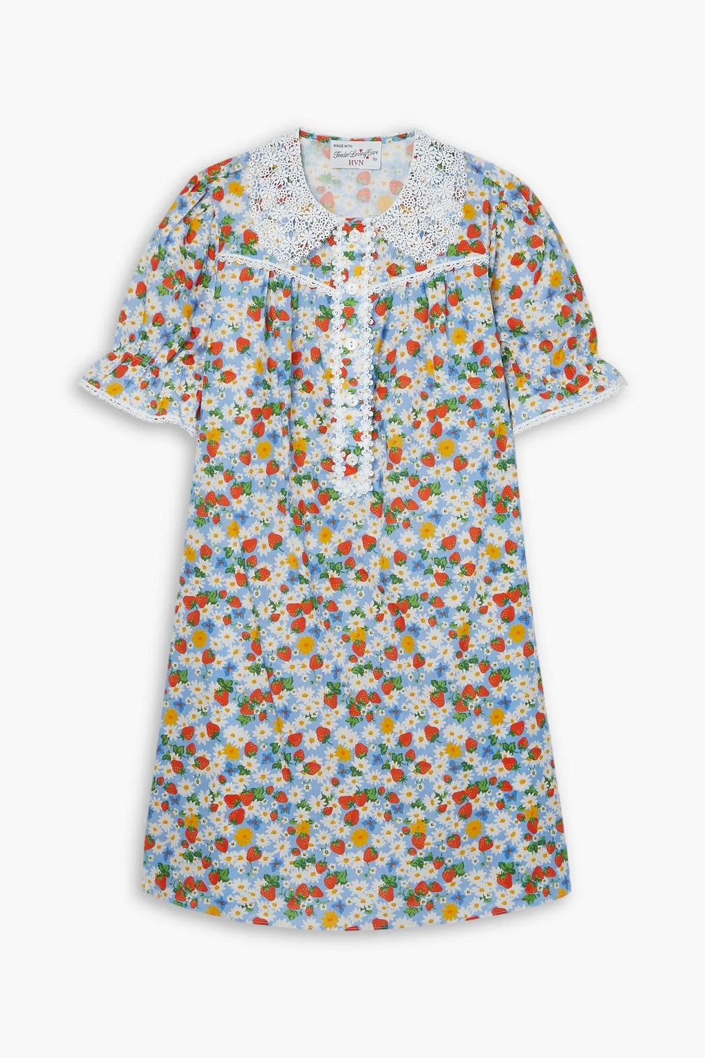 Marie lace-trimmed printed cotton-voile mini dress | The Outnet (US and CA)