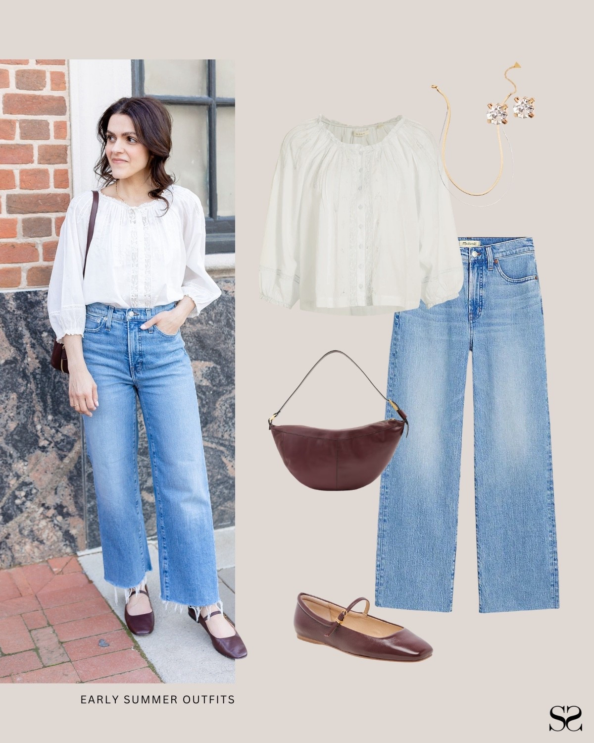 Early Summer outfit idea | Swap the jeans for denim shorts and keep the darker bag and shoes to pull the outfit together.

#LTKootd #LTKgrwm #LTKSeasonal