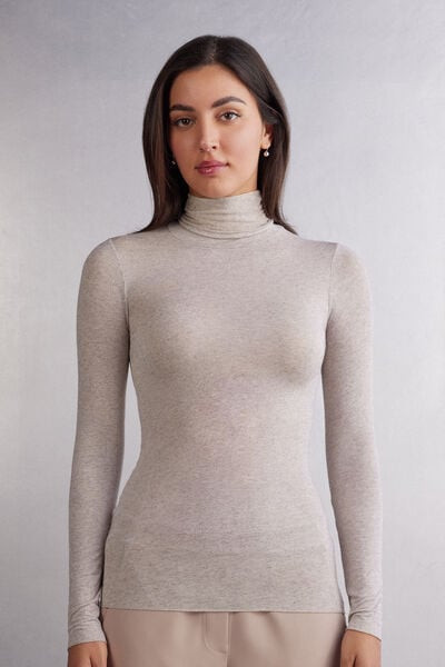 Intimissimi Modal Cashmere Ultralight High-Neck Top Woman Natural Size M | Intimissimi (US)