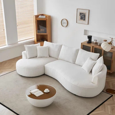 122.8" Curved Modern Modular Sectional Sofa Mid - Century Sherpa Boucle For Bedroom Left - Hand | Wayfair North America