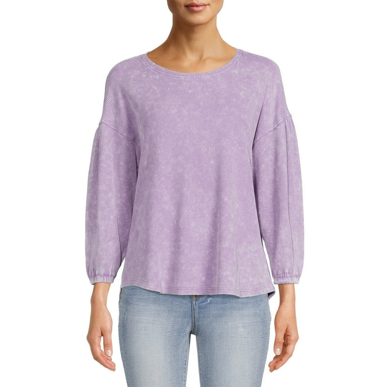 Time and Tru Women's Washed Waffle Top | Walmart (US)