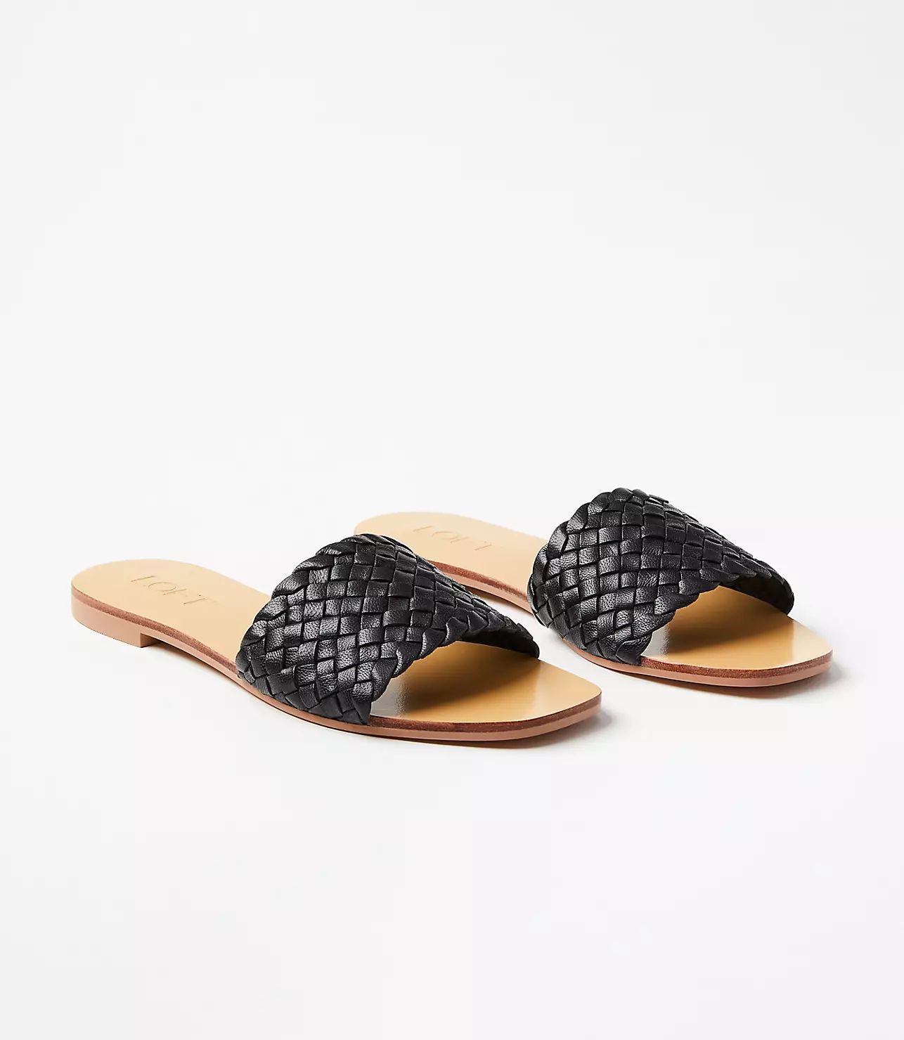 Woven Leather Slide Sandals | LOFT