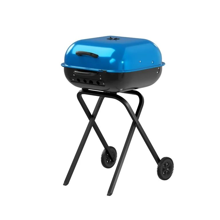 Americana Walk-A-Bout 100% Pre-Assembled Portable Steel Charcoal Grill in Blue | Walmart (US)