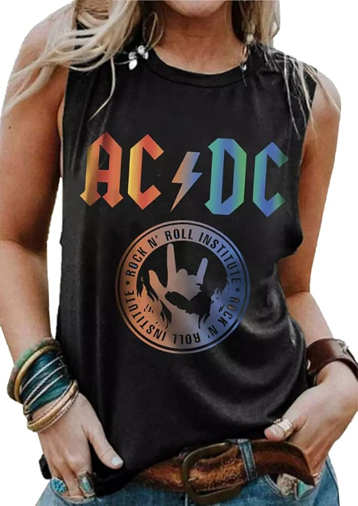 Rock N' Roll Institute Tank Top for Women Retro Country Music Shirt Rock Concert Band Tees Cool G... | Amazon (US)