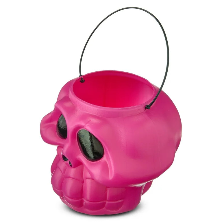 6.25" Skull Pail, Pink, Halloween Treat Bucket, by Way to Celebrate | Walmart (US)
