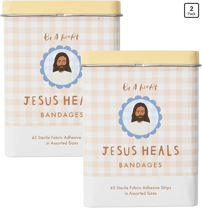 Be A Heart Jesus Heals Fabric Band-Aids \u2013 Assorted Shapes & Sizes, Cottage Collection Adhesi... | Amazon (US)