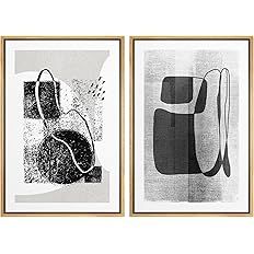 MUDECOR Framed Canvas Print Wall Art Set Geometric Black & White Polygons Abstract Shapes Illustr... | Amazon (US)