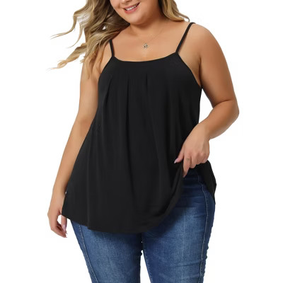 Agnes Orinda Women's Plus Size Adjustable Strap Elegant Basic Pleated Casual Sleeveless Camisoles | Target