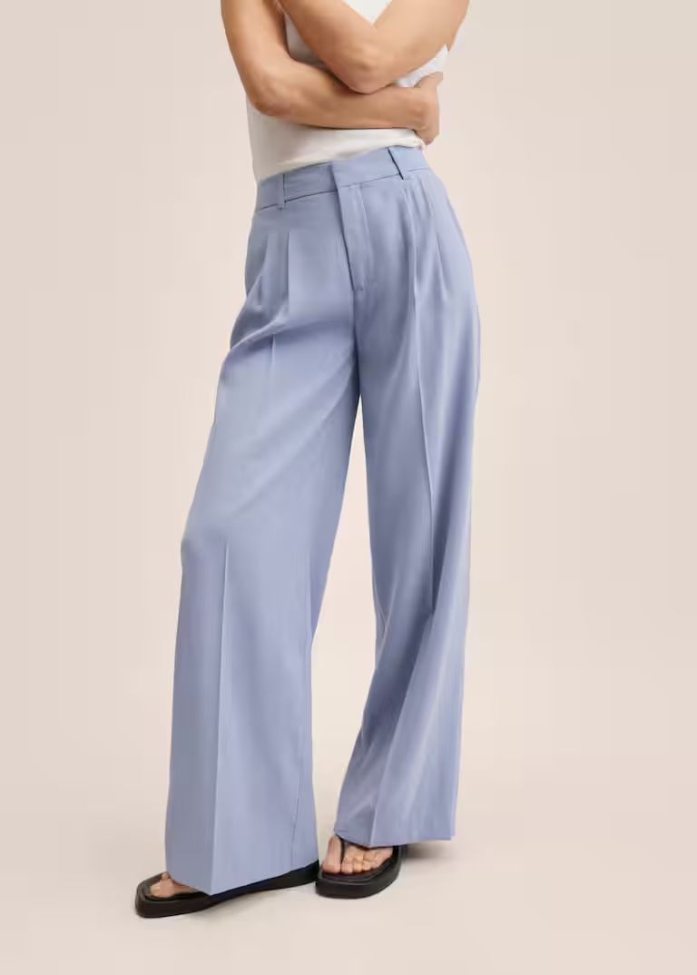 Wideleg pleated trousers -  Women | Mango USA | MANGO (US)