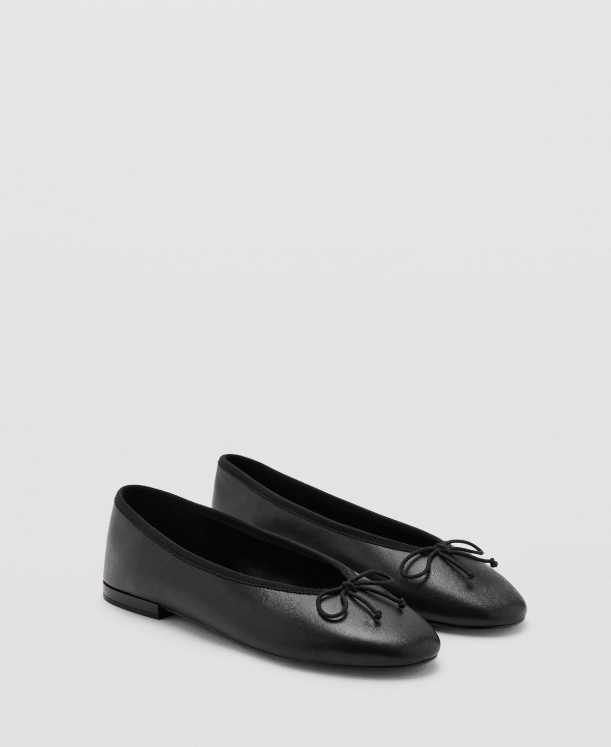 Mango Women's Bow Leather Ballet Flats - Black | Macy's