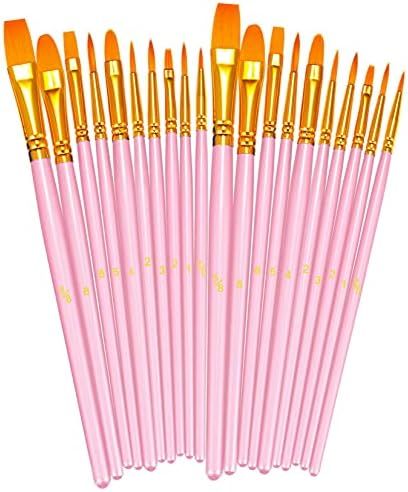 BOSOBO Paint Brushes Set, 2 Pack 20 Pcs Round Pointed Tip Paintbrushes Nylon Hair Artist Acrylic ... | Amazon (US)