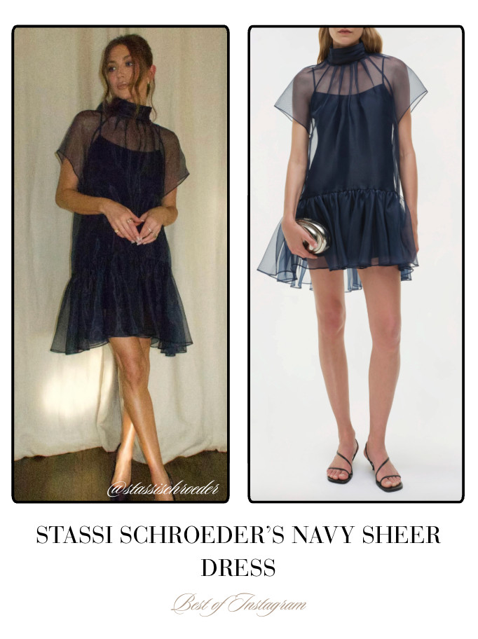  Stassi Schroeder's Navy Sheer Dress 📸= @stassischroeder 

 