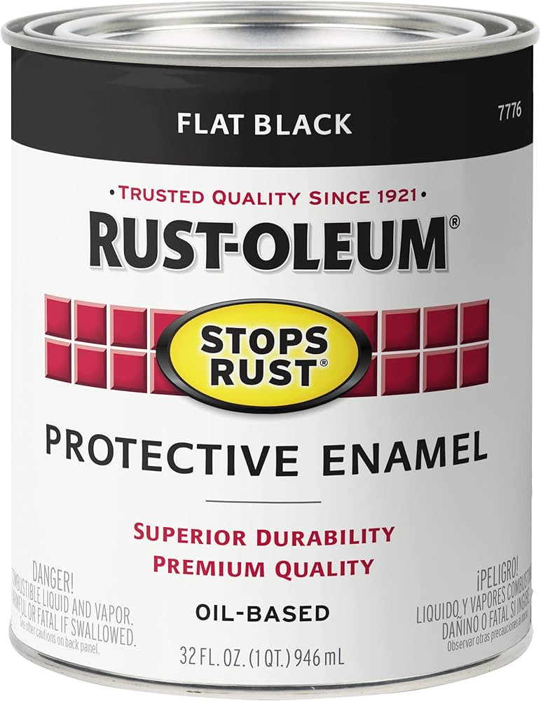 Rust-Oleum 7776502 Protective Enamel Paint Stops Rust, 32-Ounce, Flat Black, 1 Quarts (Pack of 1) | Amazon (US)