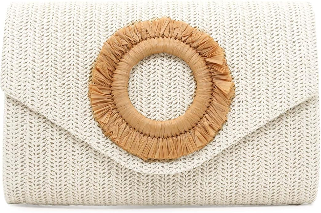 Summer Straw Clutch Purses for Women Raffia Clutch Woven Beach Purse Evening Bag for Vacation Tra... | Amazon (US)