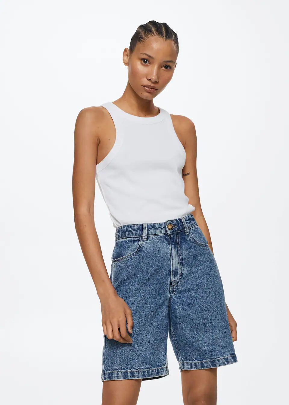 Ribbed cotton-blend top | MANGO (US)