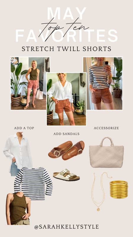 May top favorite including Spanx twill shorts is easily paired with a white button down, stripe shirt or a high neck tank plus sandals and accessories 

#LTKFind #LTKSeasonal #LTKstyletip