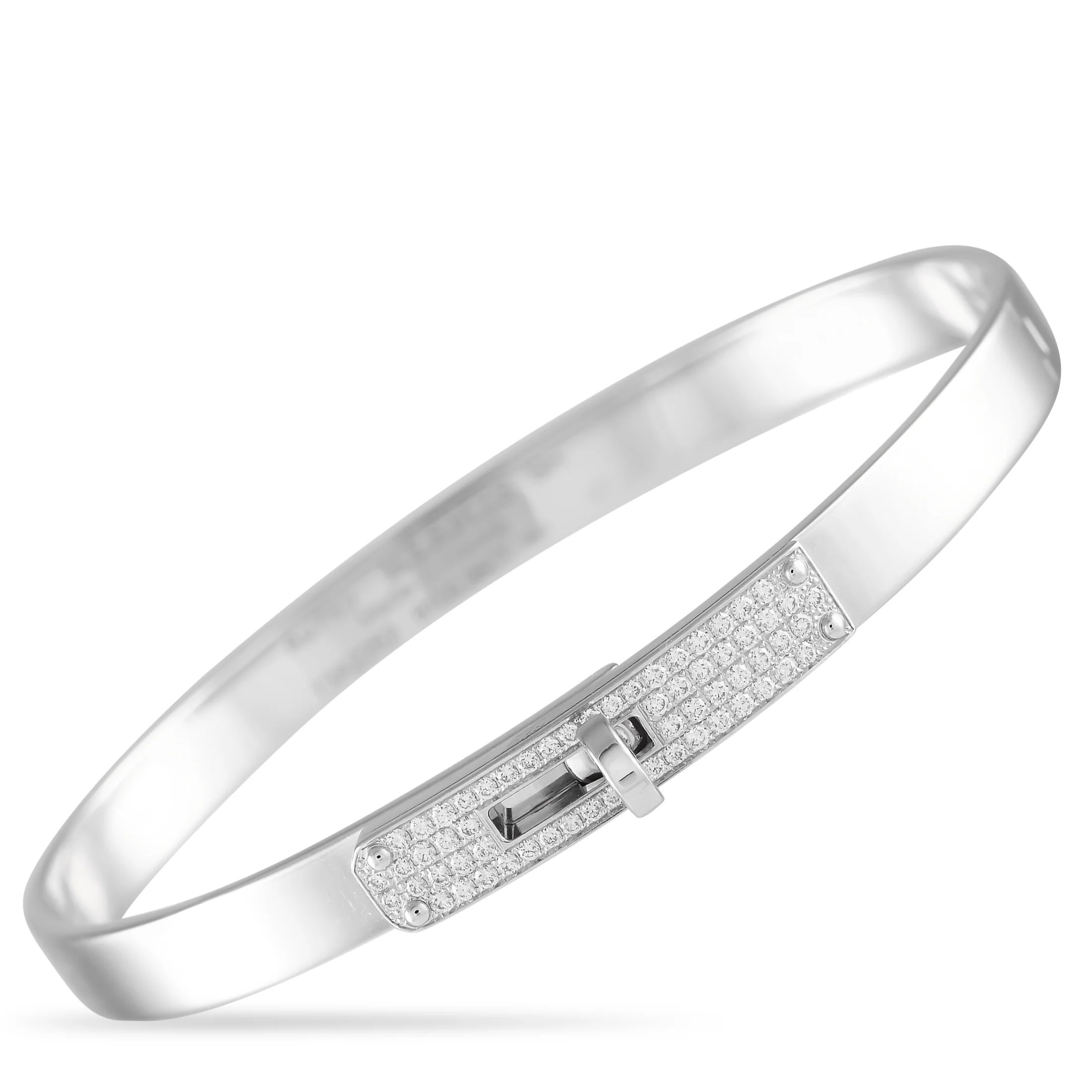 Hermes Kelly 18K White Gold 0.62ct Diamond Bracelet HE10-072624 | Shop Simon
