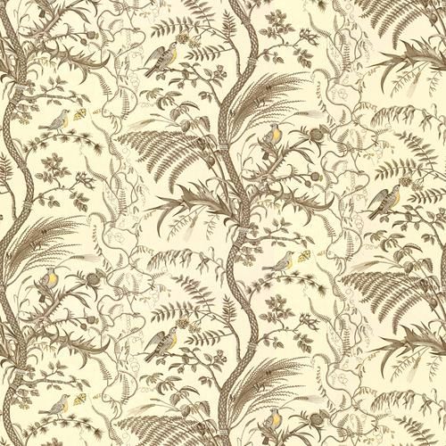 Brunschwig & Fils Bird And Thistle Cotton Print Gray Fabric | DecoratorsBest | DecoratorsBest