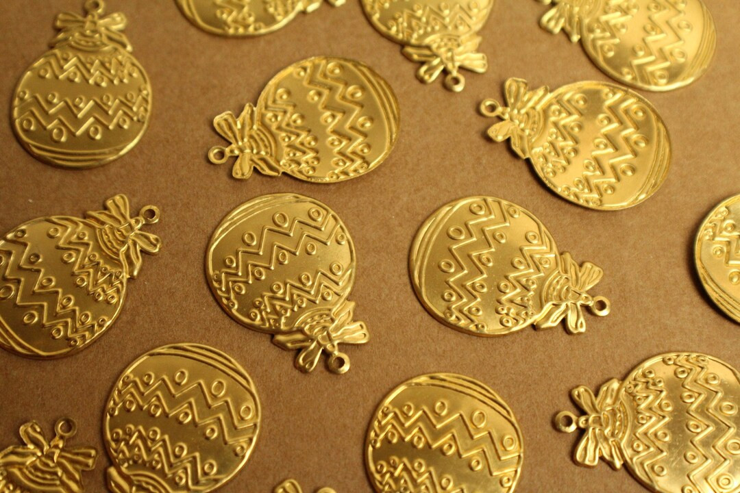 8 Pc. Raw Brass Christmas Ornament Charms: 29mm by 21mm - Made in USA | RB-1346 - Etsy | Etsy (US)