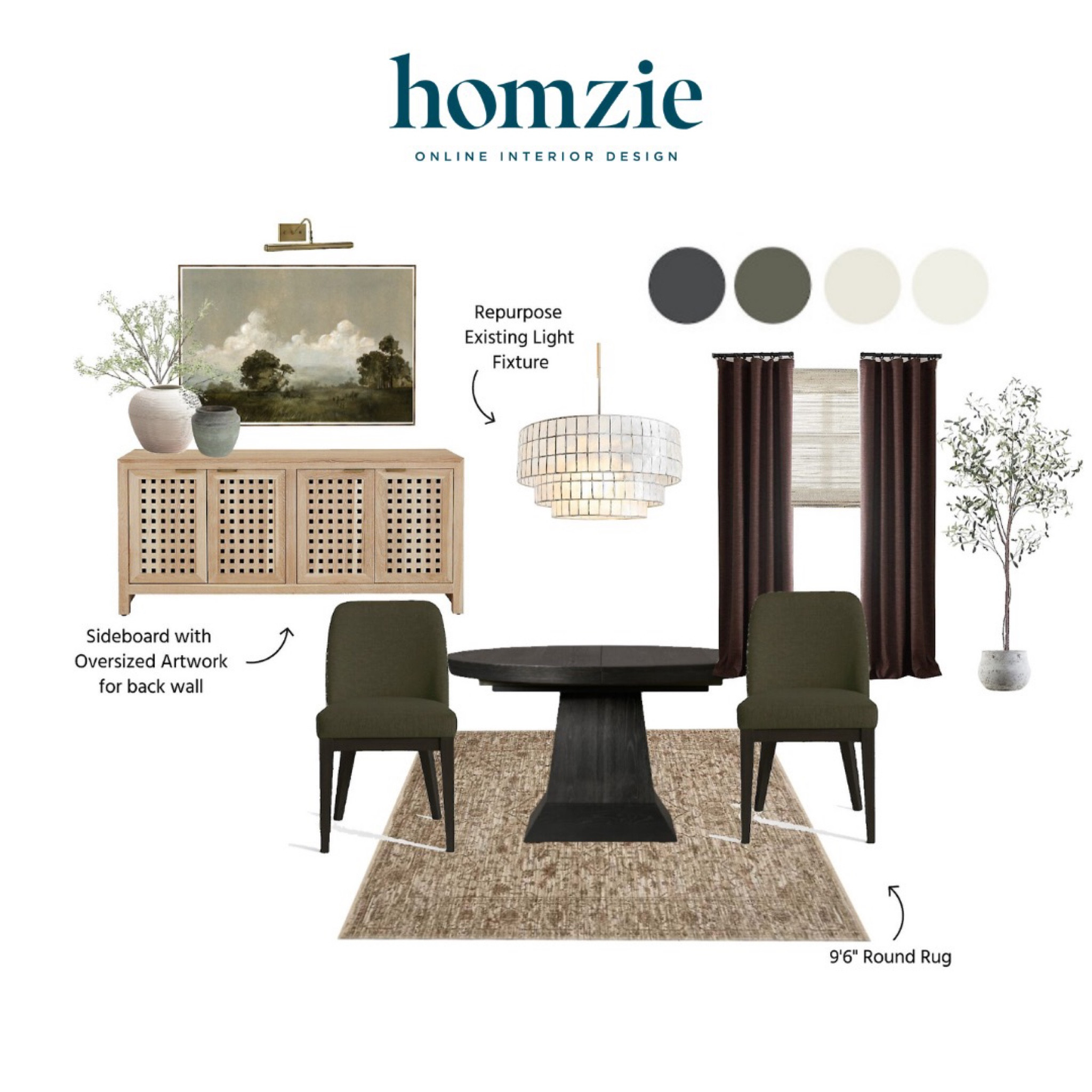 We loved designing this moody modern dining room our virtual interior design client. This space features a large black oak dining table, a natural area rug, a large oak console, and a tiered chandelier

Work 1:1 with a Homzie virtual interior designer for a low flat-rate and receive a custom, shoppable decorating plan! - all online.  Get started homziedesigns.com/work-with-us


#LTKHome #LTKStyleTip