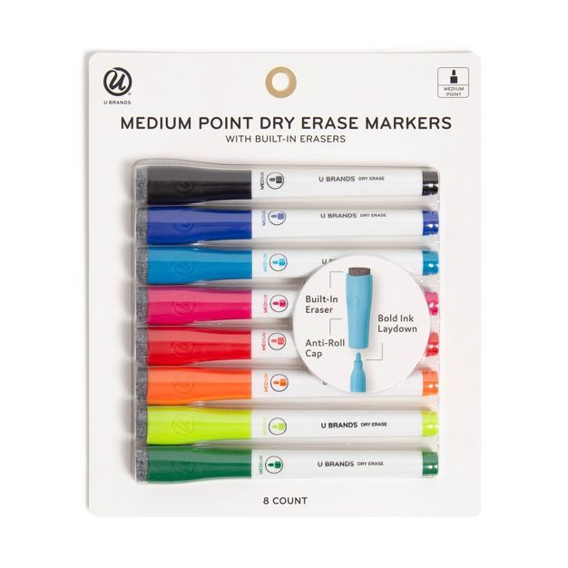 U Brands 8ct Medium Point Dry Erase Markers | Target