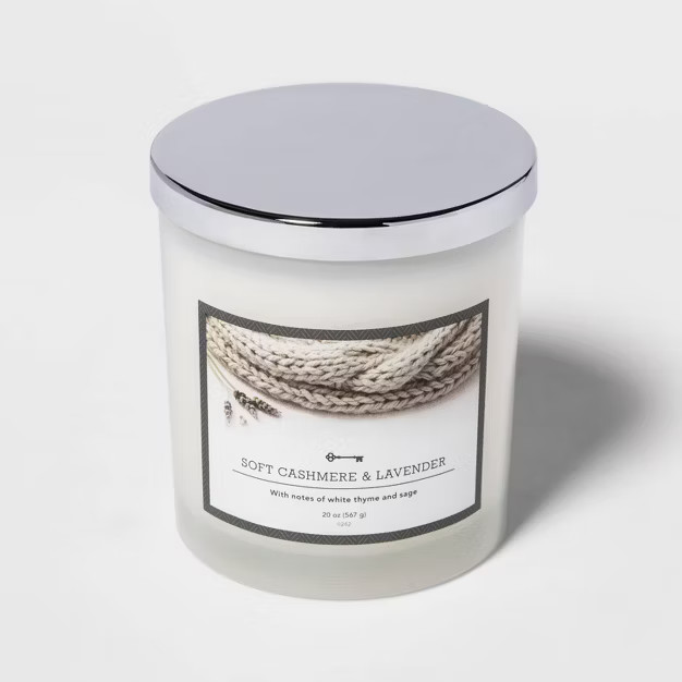 Lidded Milky Glass Jar Soft Cashmere and Lavender Candle - Threshold™ | Target