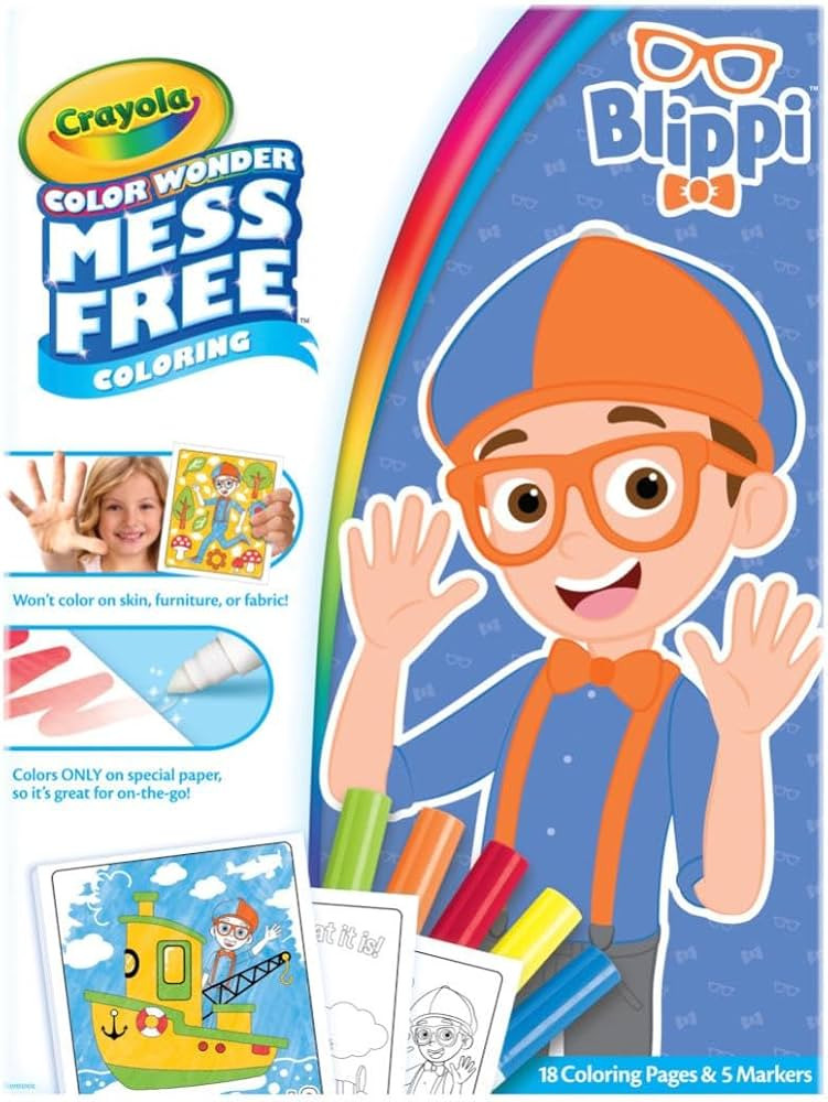 Crayola Blippi Color Wonder Coloring Set, 18 Blippi Mess Free Coloring Pages for Toddlers, Travel... | Amazon (US)