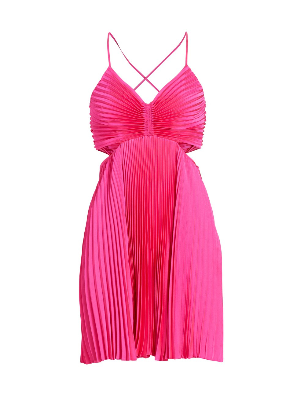 Women's Ari Pleated Cutout Minidress - Hot Pink - Size 14 | Saks Fifth Avenue