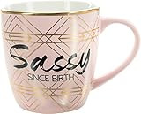 Pavilion Gift Company Sassy Since Birth-Pink & Gold 17oz Birthday Coffee Cup Mug, Pink | Amazon (US)