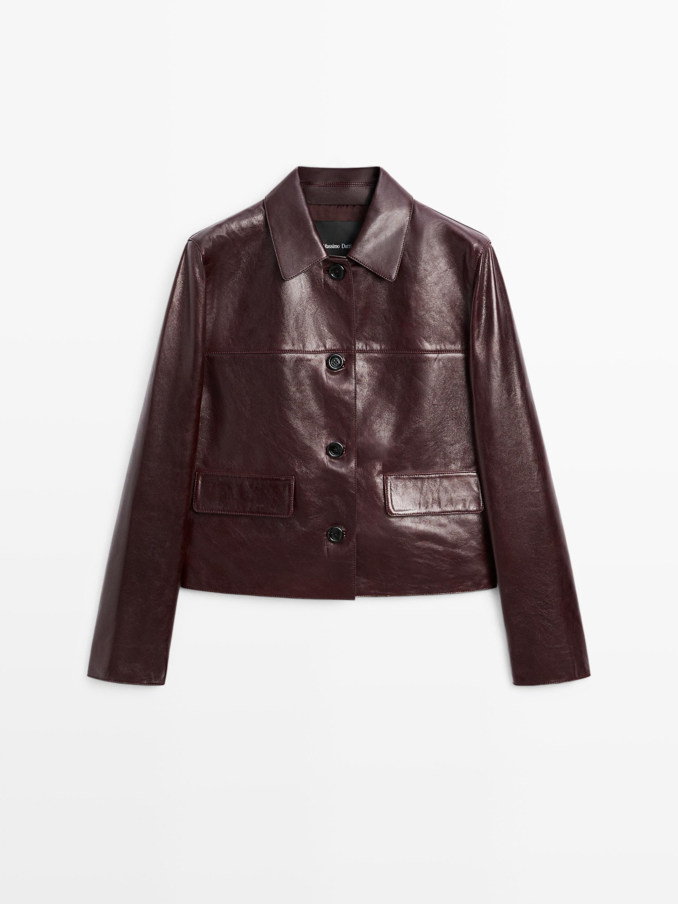 Cropped nappa leather jacket | Massimo Dutti UK