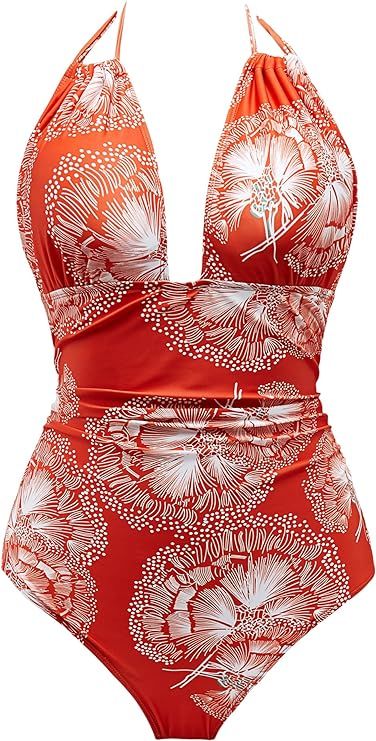 Eomenie Women's One Piece Swimsuit Tummy Control Plus Size Swimwear Halter Bathing Suit | Amazon (US)