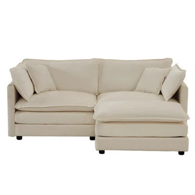 Heafey Chenille Upholstered 2-Seater Sectional Sofa with Ottoman | Wayfair North America