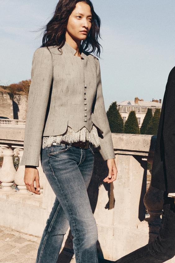 Zara - Zw Collection Wool Blend Blazer - Beige - L - Woman | Zara US