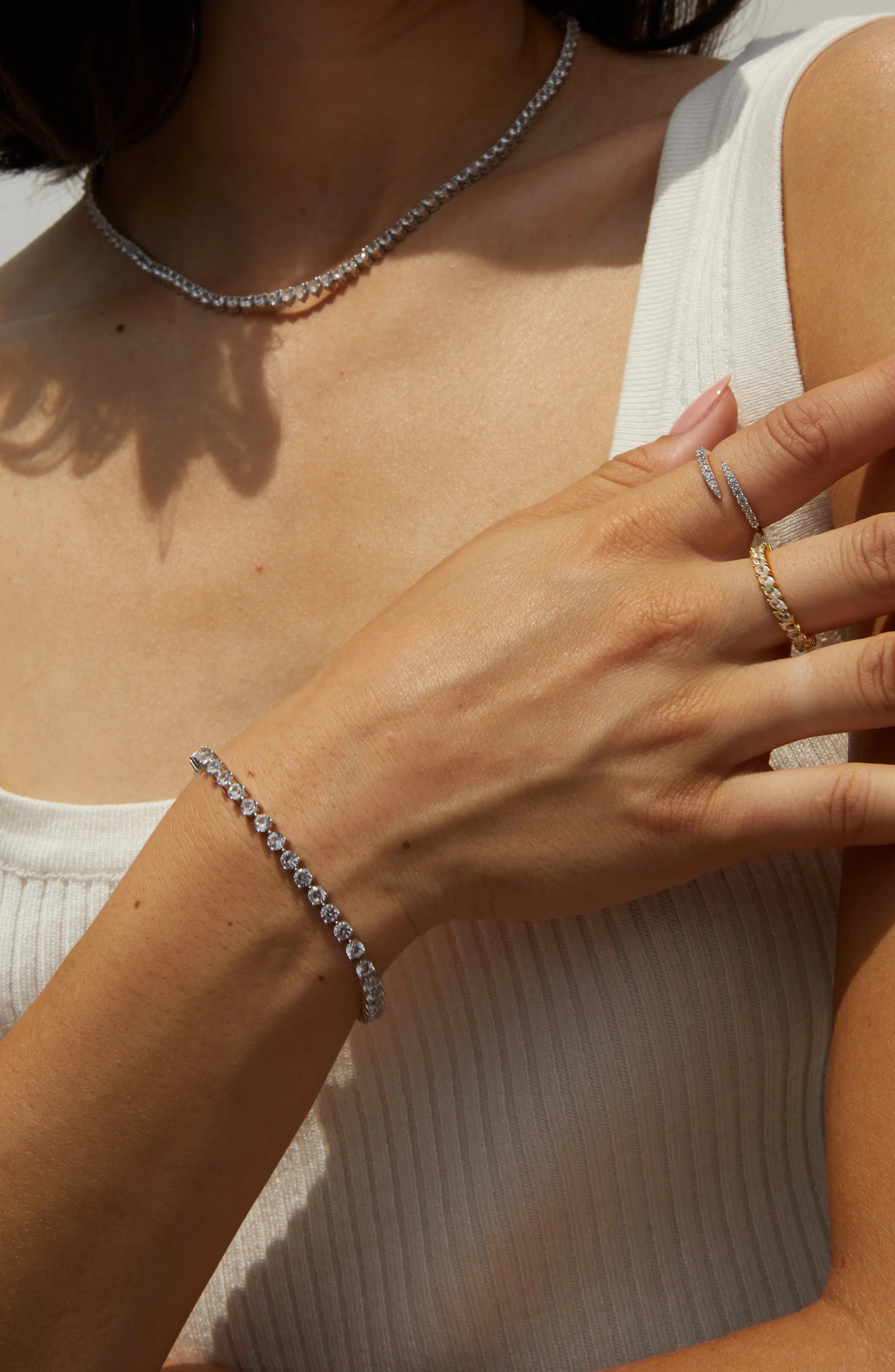 Lab Grown White Sapphire Three Prong Tennis Bracelet (Women) | Nordstrom | Nordstrom