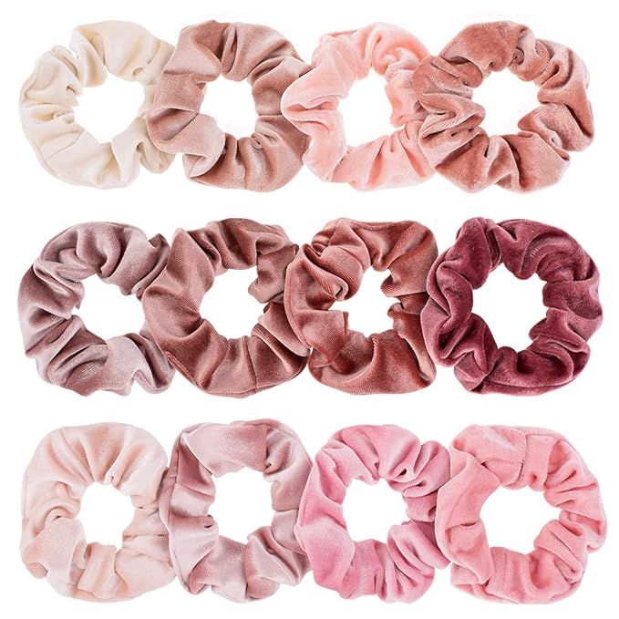 Amazon.com : Whaline Blush Theme Hair Scrunchies Velvet Elastics Pink Lovers Scrunchy Bobbles Sof... | Amazon (US)