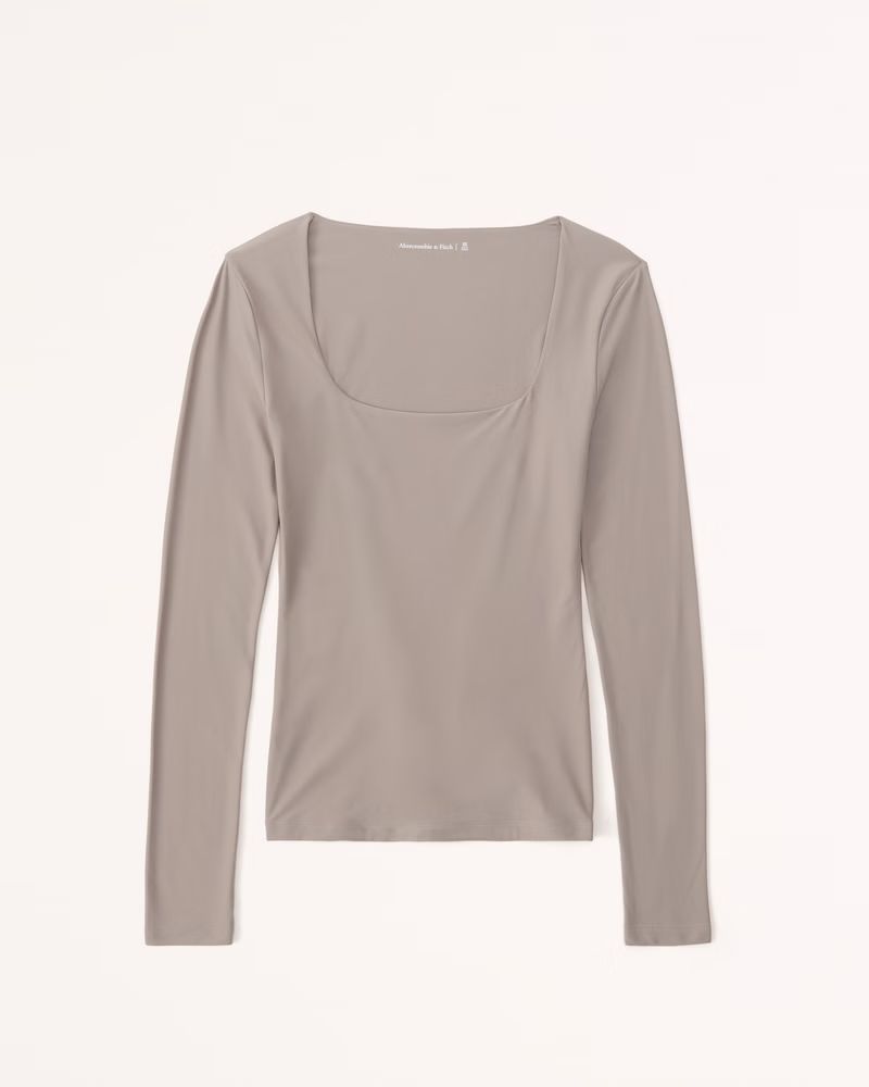 Women's Soft Matte Seamless Long-Sleeve Tuckable Squareneck Top | Women's Tops | Abercrombie.com | Abercrombie & Fitch (US)