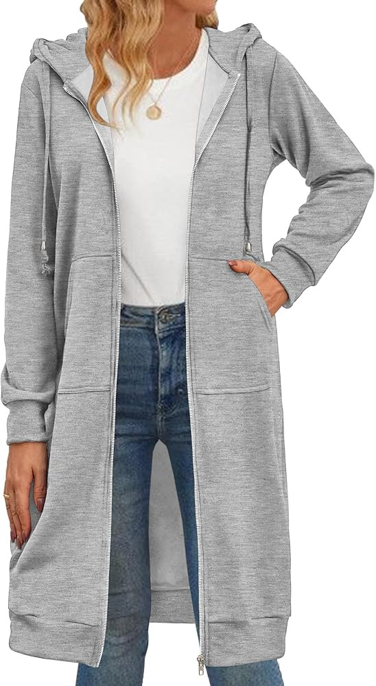 Zeagoo Women's Zip Up Hoodies Oversized Fleece Long Tunic Sweatshirts Casual Long Sleeve 2024 Fal... | Amazon (US)