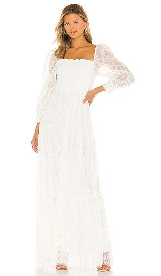 Cooper Smocked Bodice Maxi Dress in Off White | Revolve Clothing (Global)
