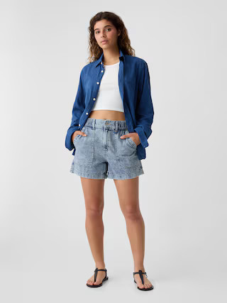4" Mid Rise Easy Denim Utility Shorts | Gap Factory
