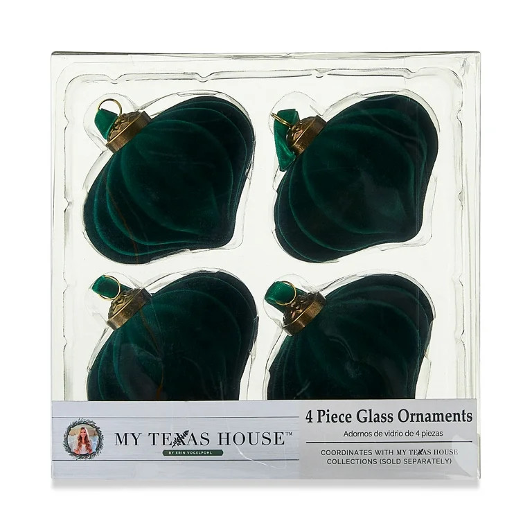 My Texas House Flocked Onion Glass Ornaments, 2.5 in x 3 in, Green, 4 Count - Walmart.com | Walmart (US)