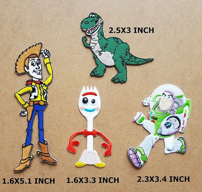 Lot of 4 Triangular Embroidered Iron-On Patches: Movie, Cartoon Theme, 1.6X5.1 INCH, Blue, Cotton... | Amazon (US)